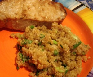 asian quinoa with pork chop